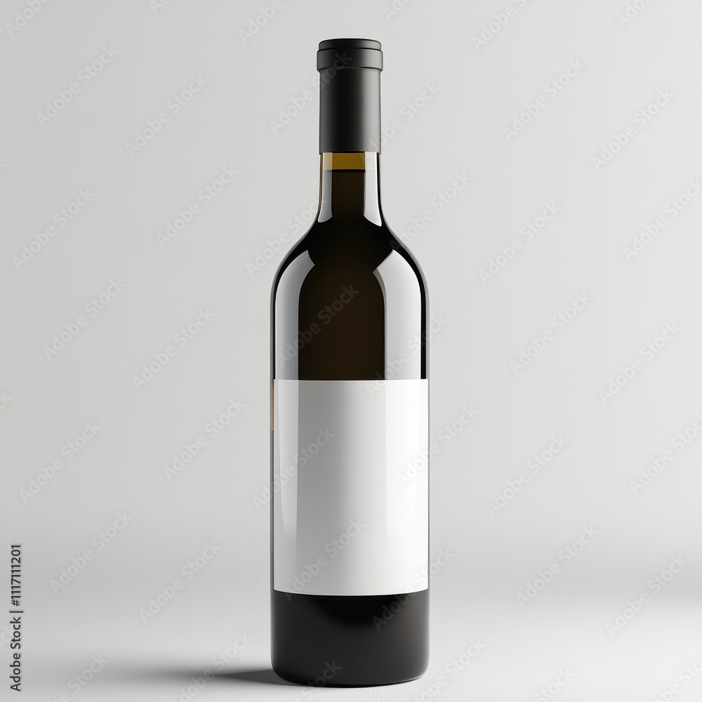 Minimalist Wine Bottle with Blank White Label on Neutral Background Minimalist Wine Bottle with Blank White Label on Neutral Background