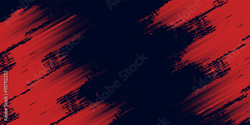 Red halftone dots blue color pattern gradient grunge texture background. Dot pop art comic sport style vector illustration.