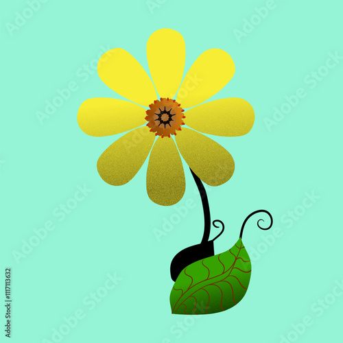 Sun Flower Yellow Vector Design Illustration