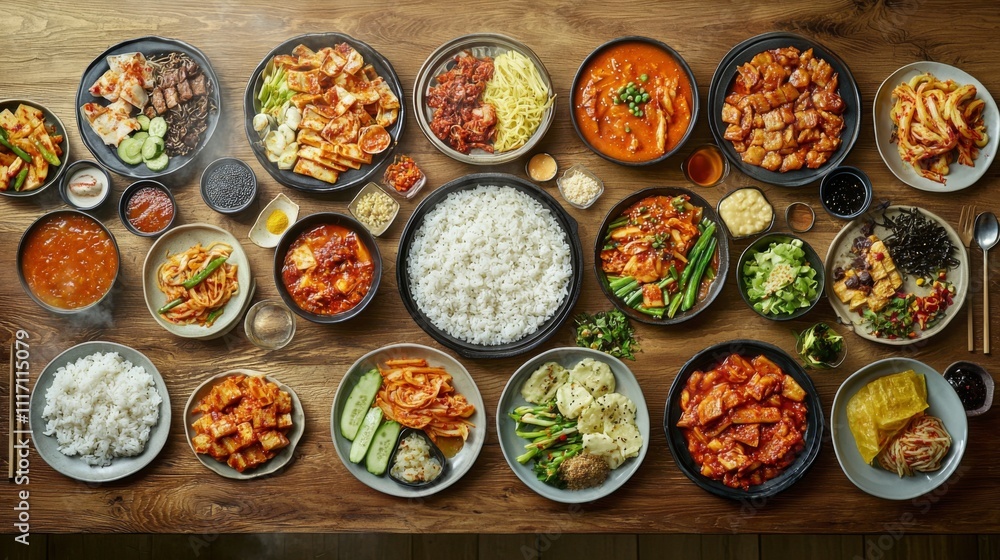 Delicious Korean Cuisine Bapsang Feast Kimchi Bulgogi Banchan Delicious Korean Cuisine Bapsang Feast Kimchi Bulgogi Banchan