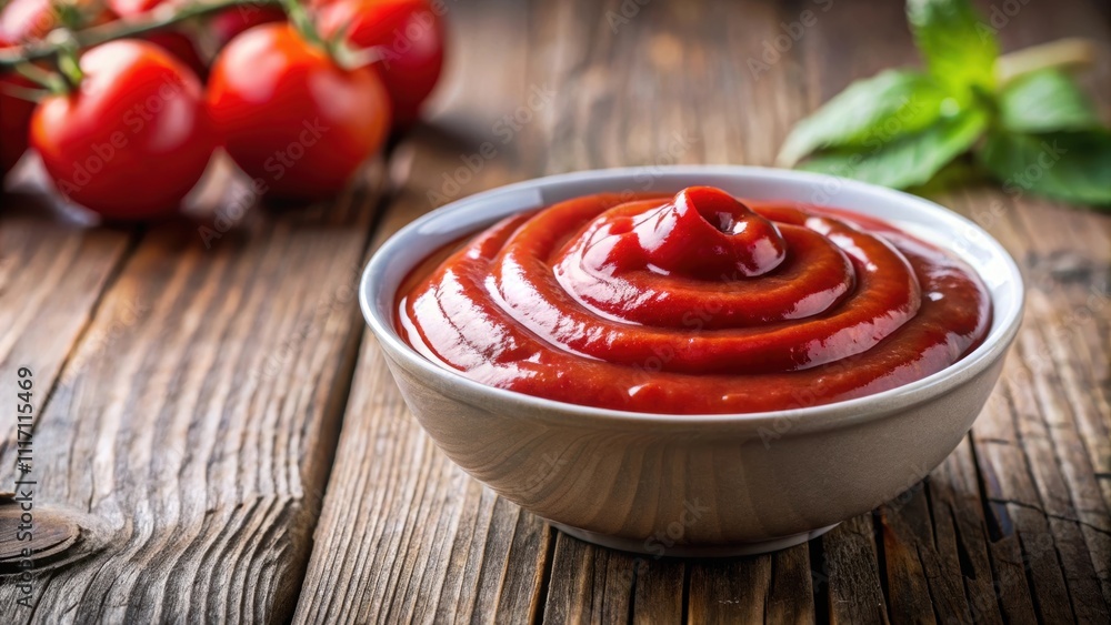 Close up of a freshly poured ketchup sauce , condiment, red, tomato, juicy, appetizing, flavor, tasty, dip, seasoning Close up of a freshly poured ketchup sauce , condiment, red, tomato, juicy, appetizing, flavor, tasty, dip, seasoning