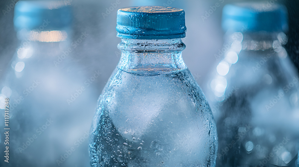 close-up of cold mineral water filled bottle with ice.ai generative close-up of cold mineral water filled bottle with ice.ai generative