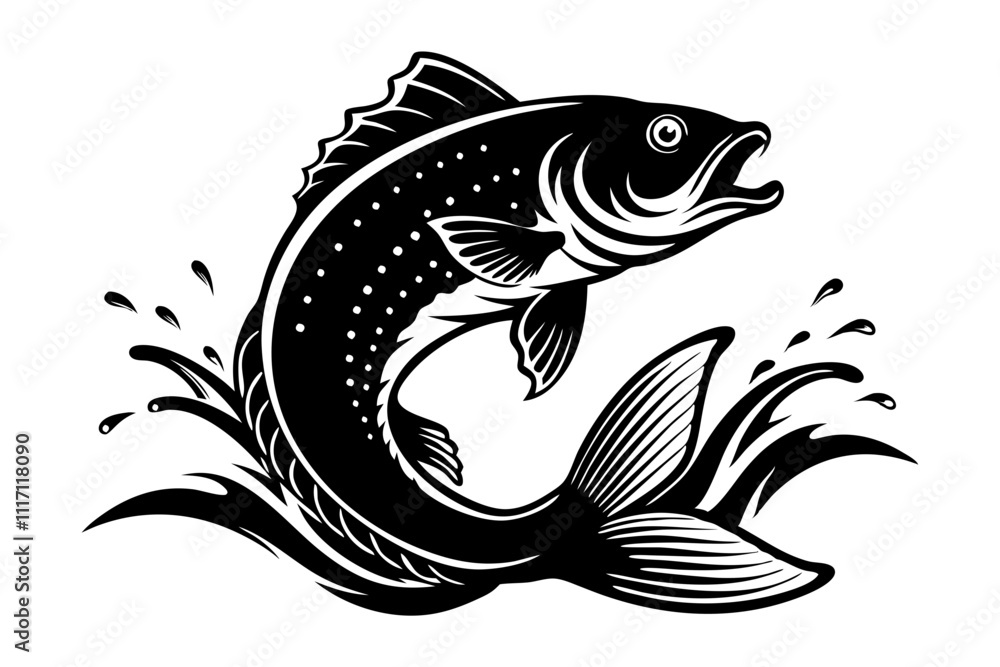 Φωτογραφία Silhouette of a fish leaping out of the water
