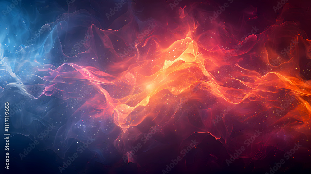 Fototapeta premium Abstract Colorful Waves of Light in Red and Blue Background