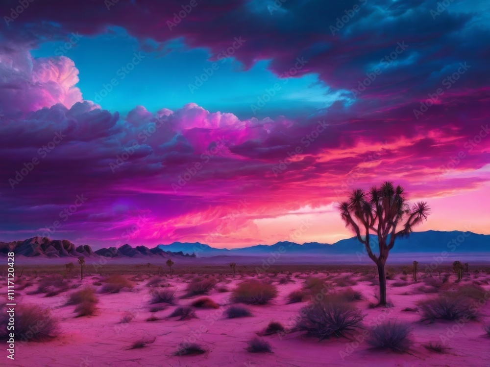 Neon sky over the desert Neon sky over the desert