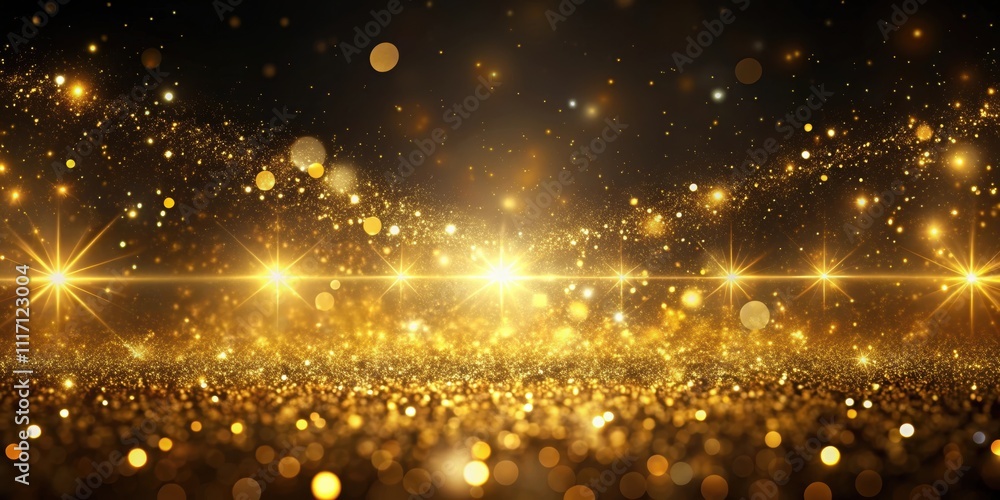 Obraz premium Abstract motion background of shining gold particles with sparkle shine light, gold, glitter, background, sparkle, shine