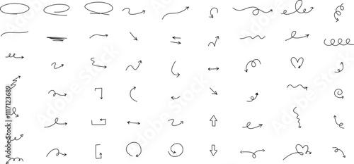 Collection hand drawn arrows. Arrow icon. Arrow vector collection. Arrow, Vector illustration