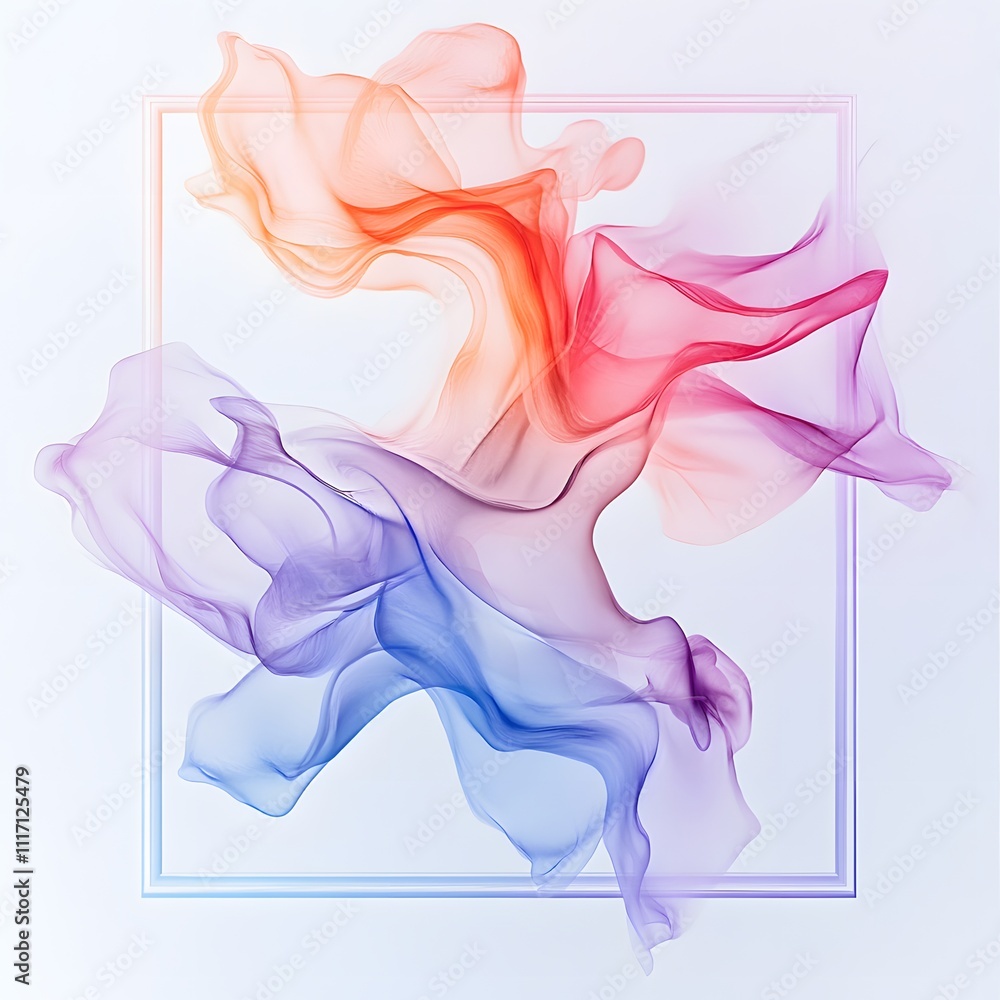 Naklejka premium Colorful Abstract Smoke Waves in Frame