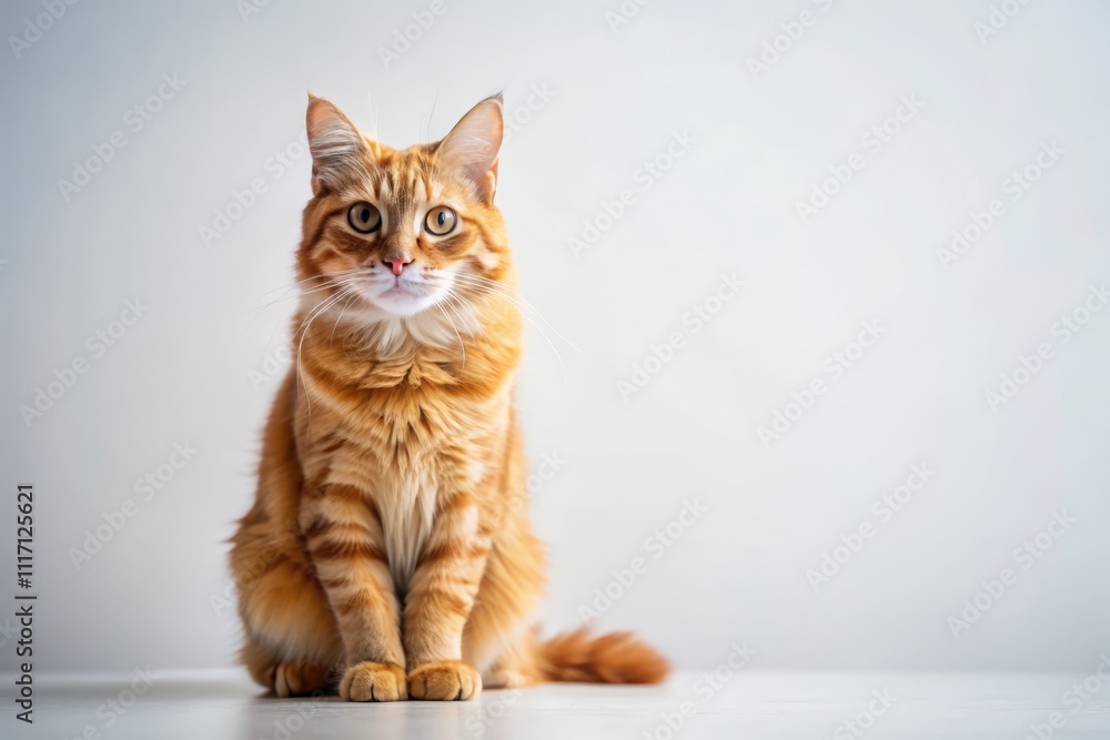 Minimalist Cat Portrait: A Curious Orange-Furred Cat Sitting Gracefully on a White Background, Capturing the Essence of Simplicity and Natural Beauty in Photography Minimalist Cat Portrait: A Curious Orange-Furred Cat Sitting Gracefully on a White Background, Capturing the Essence of Simplicity and Natural Beauty in Photography