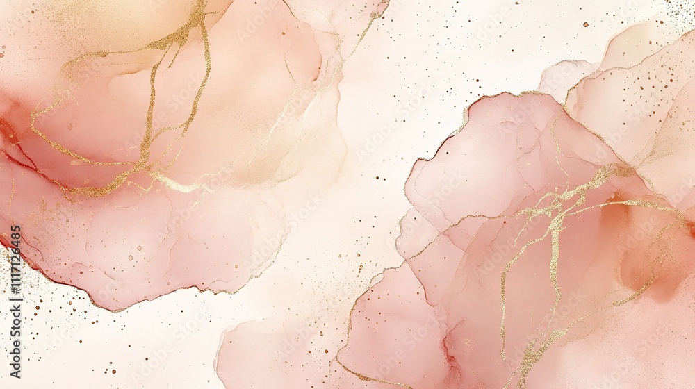 Fototapeta premium Abstract Floral Elegance: A delicate composition of soft pinks and subtle golds creates a stunning floral arrangement, perfect for adding a touch of sophistication to any design.