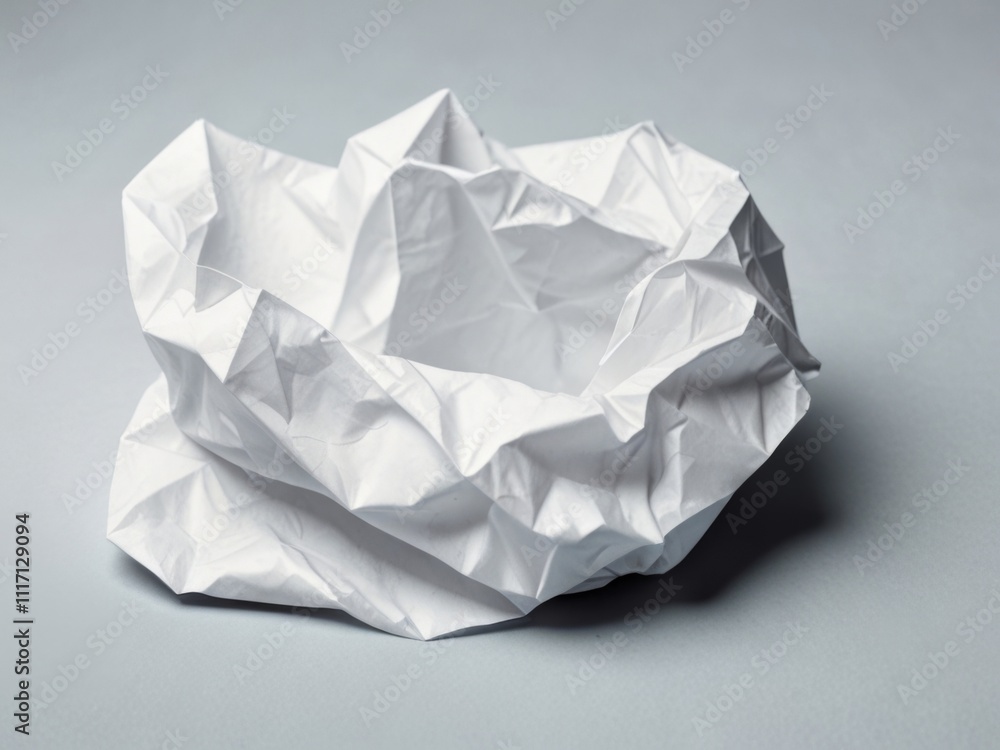 A lump of crumpled paper, white in color. A lump of crumpled paper, white in color.