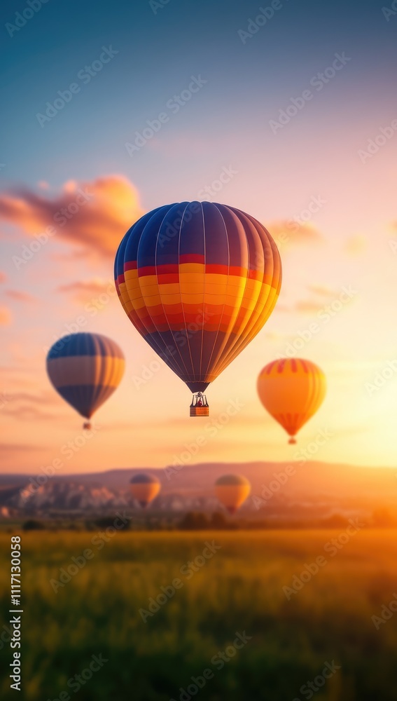 Obraz premium Vibrant Balloons Over Cappadocia at Sunrise: A Scenic Marvel