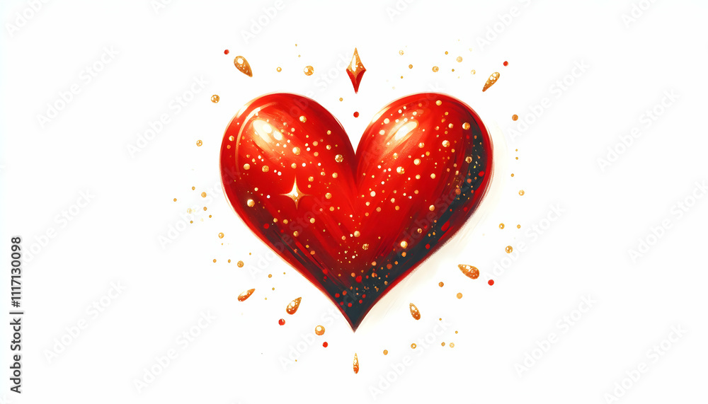 Valentine A hand-drawn painted red heart with small golden sparkles around it, symbolizing joy and love, isola2 Valentine A hand-drawn painted red heart with small golden sparkles around it, symbolizing joy and love, isola2