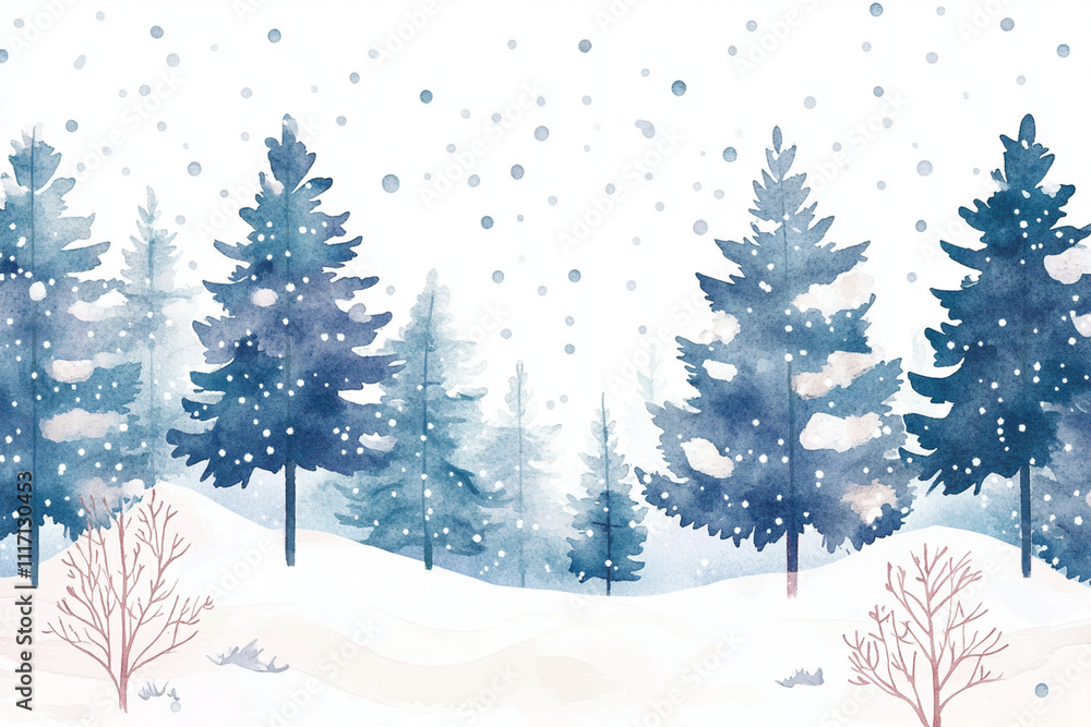 serene winter forest landscape with snow covered trees and gentle snowfall serene winter forest landscape with snow covered trees and gentle snowfall