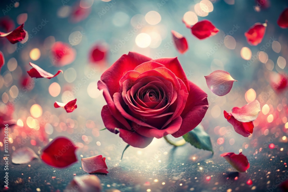Romantic Double Exposure Photography of Red Rose Petals in Flight with Love Overlay, Perfect for Evoking Feelings of Passion and Affection in Relationships and Celebrations Romantic Double Exposure Photography of Red Rose Petals in Flight with Love Overlay, Perfect for Evoking Feelings of Passion and Affection in Relationships and Celebrations