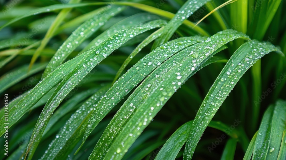 Close-up of dew-covered grass blades glowing in the morning light Close-up of dew-covered grass blades glowing in the morning light