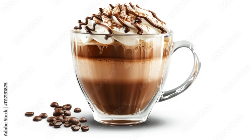 Coffee Drink with Whipped Cream and Chocolate Drizzle Coffee Drink with Whipped Cream and Chocolate Drizzle