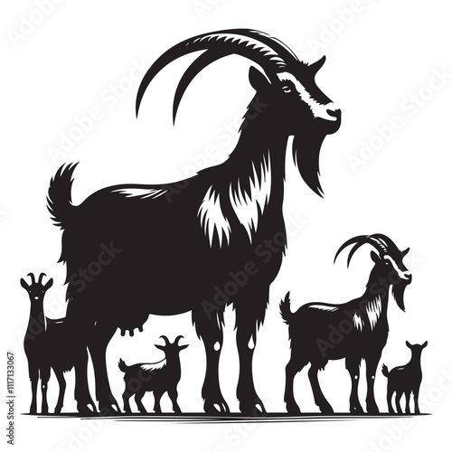 set of goat silhouette vector illustrations. goat icon