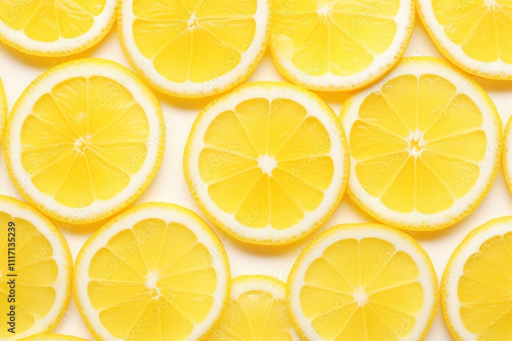 A uniform arrangement of lemon slices in a repeated pattern, highlighting the fresh citrus look and rich yellow tones. A uniform arrangement of lemon slices in a repeated pattern, highlighting the fresh citrus look and rich yellow tones.