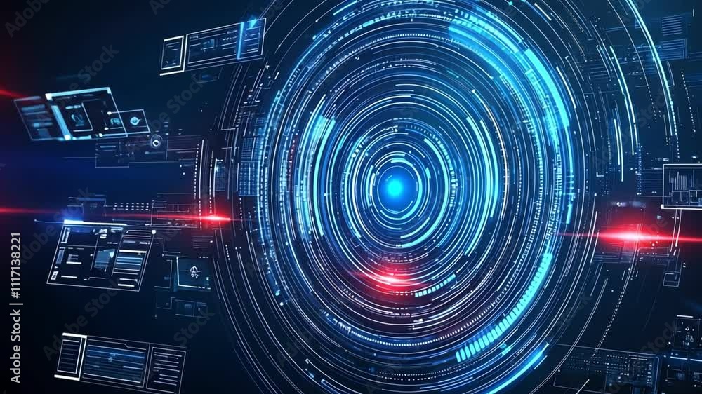Futuristic abstract circular design with glowing elements and intricate patterns, ideal for tech-oriented visuals. Futuristic abstract circular design with glowing elements and intricate patterns, ideal for tech-oriented visuals.