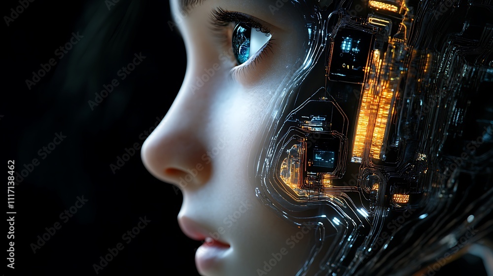Futuristic digital art close-up cybernetic portrait innovation Futuristic digital art close-up cybernetic portrait innovation