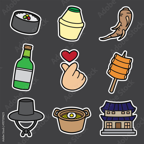 set of south korea good for sticker, badge, element design, etc
