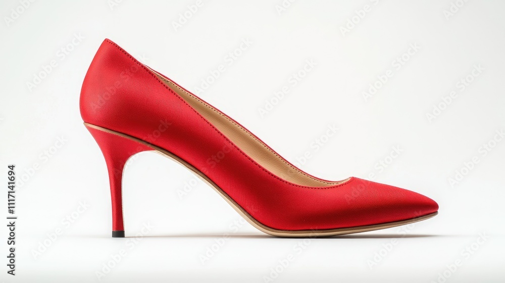 A sleek red high-heeled shoe, showcasing elegance and fashion style. A sleek red high-heeled shoe, showcasing elegance and fashion style.