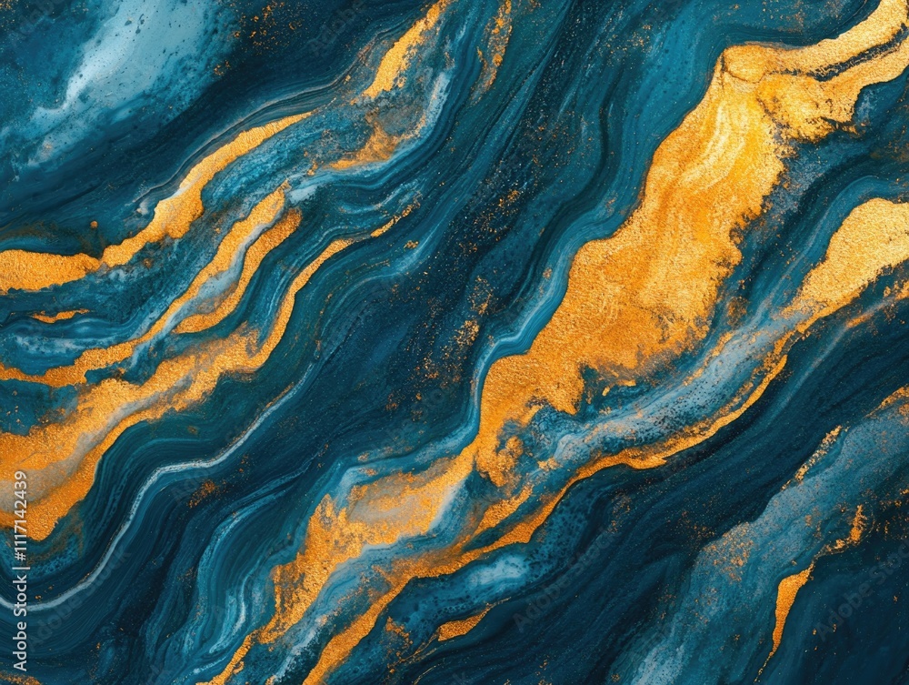 Naklejka premium Blue and Gold Marble Surface