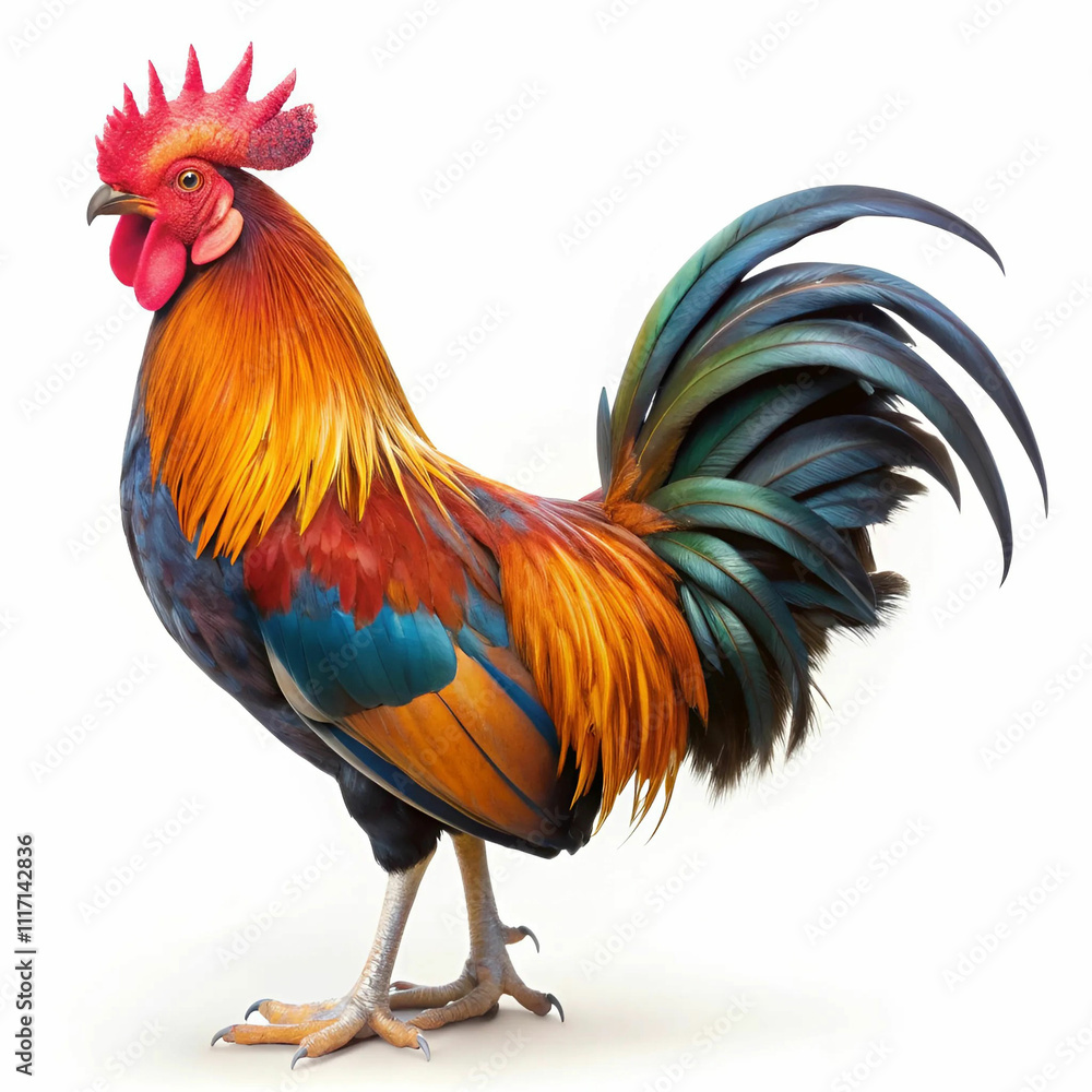 Fototapeta premium Gamecocks, displayed isolated on a white background, showcasing