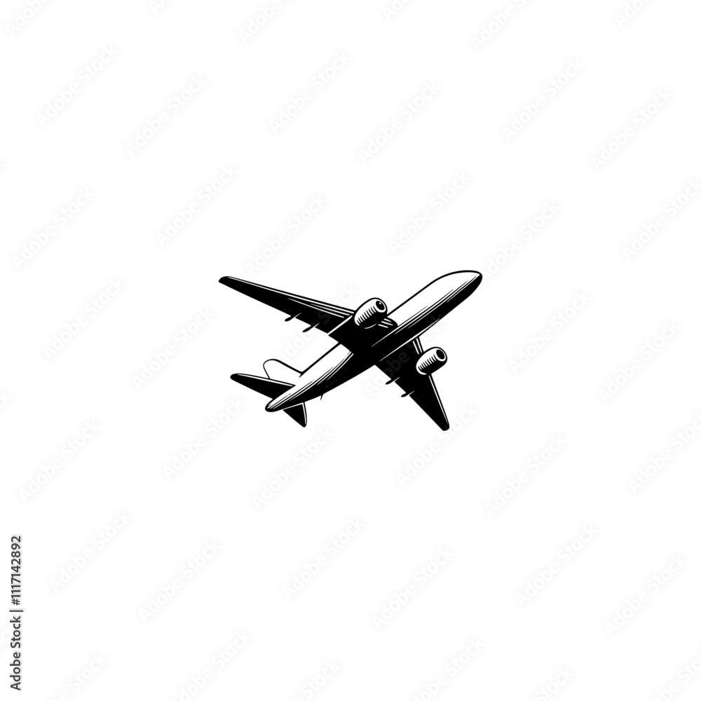 Airplane vector silhouette black and white design, Airplane vector silhouette Illustration artwork. Airplane vector silhouette black and white design, Airplane vector silhouette Illustration artwork.