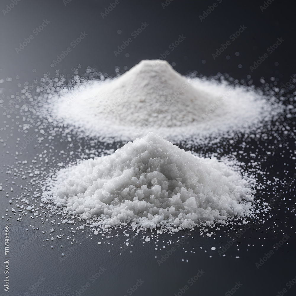 Abstract Starburst Design of Granulated White Salt on a Dark Wooden Surface Abstract Starburst Design of Granulated White Salt on a Dark Wooden Surface