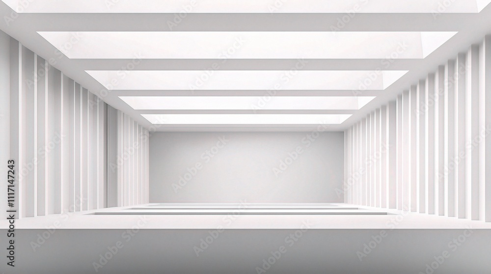 Modern Architectural Interior with Skylights and White Walls Modern Architectural Interior with Skylights and White Walls