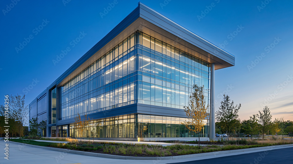 A high-tech laboratory building with cutting-edge design. A high-tech laboratory building with cutting-edge design.