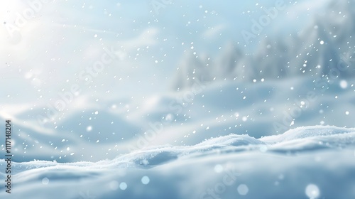 Wallpaper Mural A serene winter landscape with falling snowflakes and soft, snowy hills. Torontodigital.ca