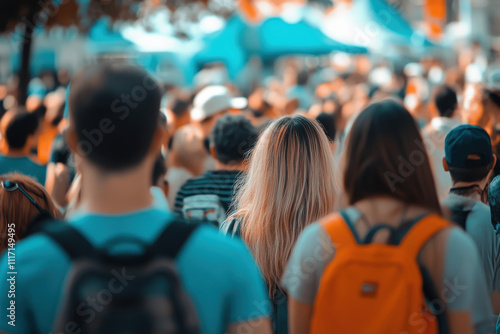 large crowd of people attending outdoor event, enjoying atmosphere