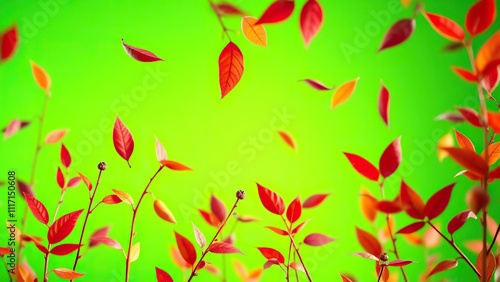 Wallpaper Mural Colorful leaves and stems on a vibrant green background, lush foliage, gardening inspiration, leaves and stems, tropical plants Torontodigital.ca