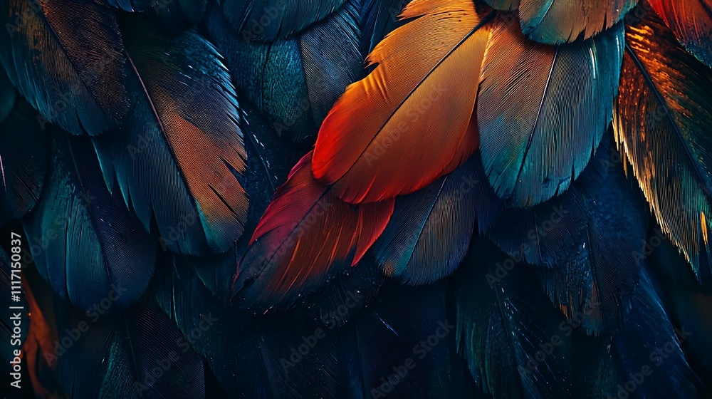 Fototapeta premium Close-up of colorful parrot feathers 