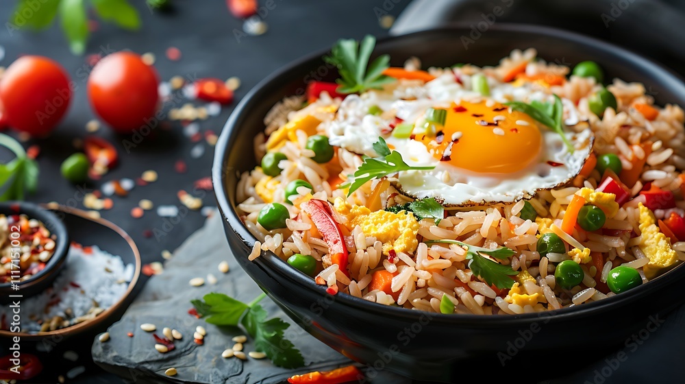 Fried rice with vegetables and egg Fried rice with vegetables and egg