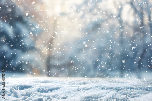 Wallpaper Mural A serene winter scene with falling snowflakes and a snowy landscape. Torontodigital.ca