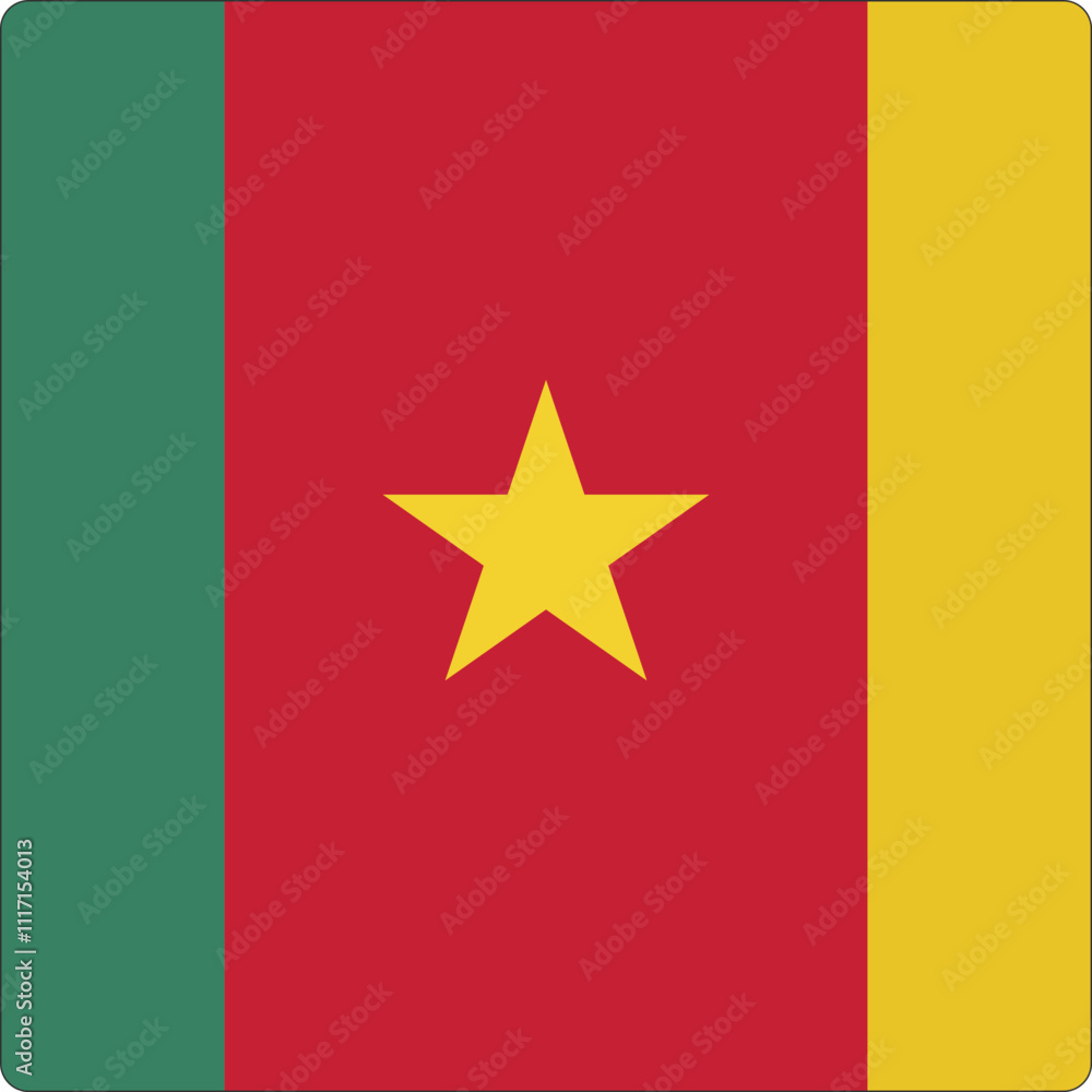Cameroon square style flag isolated on white background Cameroon square style flag isolated on white background