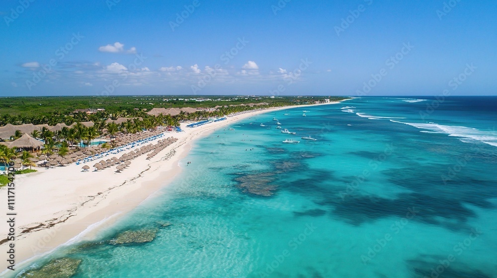 Scenic View of Punta Cana Beach with Turquoise Water and Sky Scenic View of Punta Cana Beach with Turquoise Water and Sky