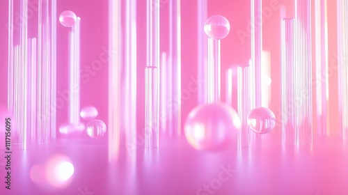 Abstract design with glowing spheres and lines.