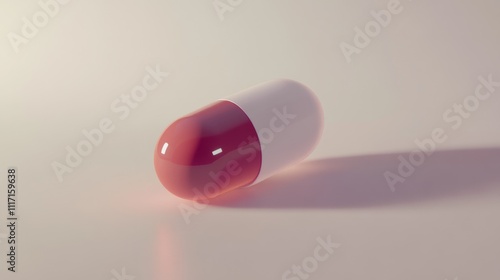 Close-up of a red and white capsule pill.