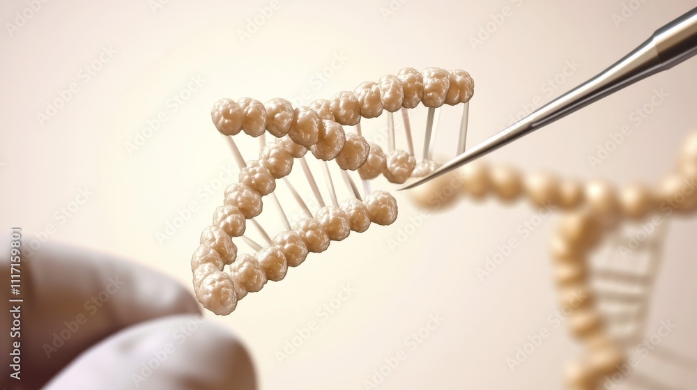 Fototapeta premium Close-up of DNA strand manipulation process.