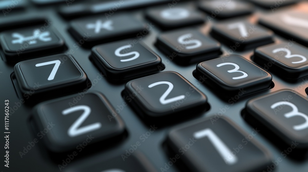 Close-up view of a modern calculator keypad. Close-up view of a modern calculator keypad.