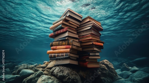 Submerged Library with Clear Blue Water photo