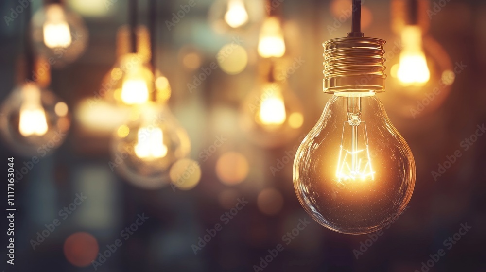 Elegant hanging light bulbs in a modern setting. Elegant hanging light bulbs in a modern setting.