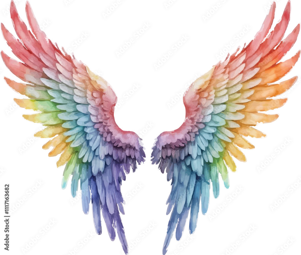 Fototapeta premium An image of a rainbow colored wing on a white background
