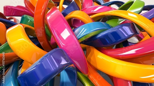 Wallpaper Mural Abstract colorful tangled glossy ribbons. Torontodigital.ca