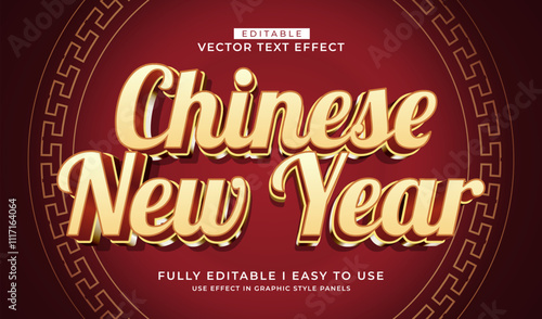 3d editable chinese new year text effect title graphic style template